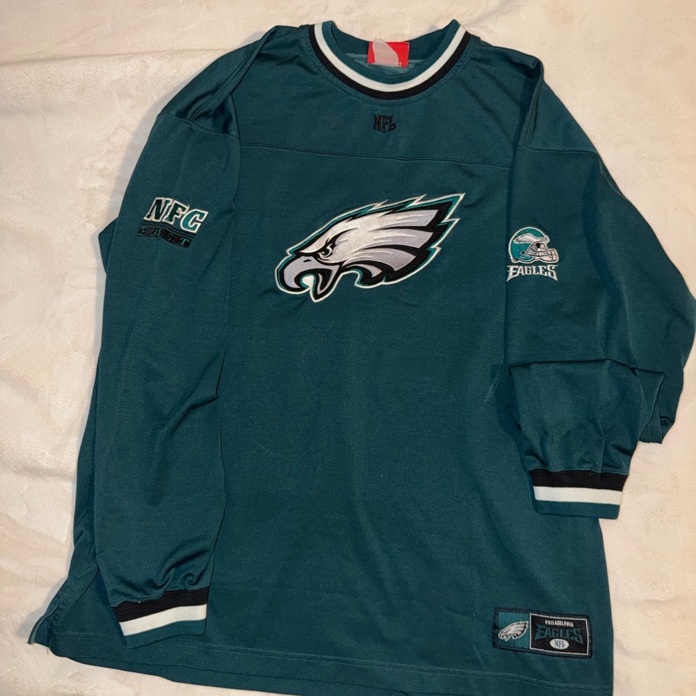 NFL Vintage Philadelphia Eagles Teal & Black Logo Patch Pullover